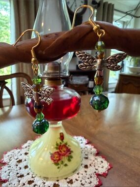 Green Dragonfly Dangle Earrings - Women Jewelry Earrings
